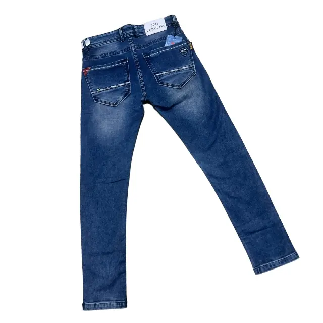 Jeans de alta qualidade personalizados OEM/ODM para distribuidores masculinos, jeans jeans clássicos com elasticidade comercial na altura do tornozelo, jeans elásticos