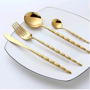 Cubiertos chapados en oro pulido con estilo moderno Juego de Cubiertos de boda real de acero inoxidable para restaurantes Cena - Product Image 2