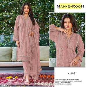 Charming Georgette Pakistani Suit Set <b>Beautiful</b> Crafted Design <b>Light</b> Smooth Fabric Perfect For Functions - Product Image 5