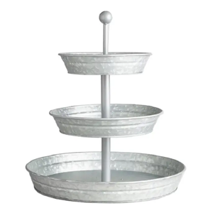 Soporte para Pasteles de Metal Galvanizado de Tres Niveles de Alta Calidad, Ecológico, el Mejor Soporte Triple para Almacenamiento de Herramientas DECOR HAAT de la India, Venta al por Mayor - Product Image 1