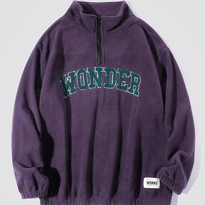 Jersey térmico de lana de algodón suave cómodo para hombre, sudadera con media cremallera, venta al por mayor, logotipo personalizado, tejido, diseño de impresión sólida - Product Image 1