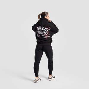 Sudadera con Capucha Oversize Transpirable en Negro, Hecha de Tela Jersey para Otoño - Product Image 4