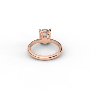Bague élégante en diamant de laboratoire taille coussin, bande simple, or rose 18 carats - Product Image 4
