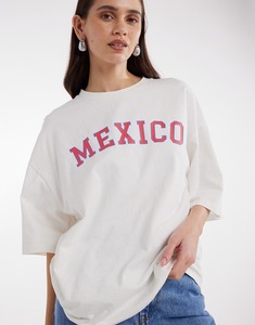 เสื้อยืดโอเวอร์ไซส์ลายกราฟิกเม็กซิโกสำหรับผู้หญิง - ระบายอากาศได้ดีในฤดูหนาว ผ้าฝ้าย 100% - คุณภาพพรีเมียม พอดีตัวสำหรับทุกโอกาส - Product Image 1