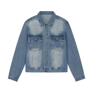 Chaqueta de Mezclilla Street Pro Industries, 100% Algodón, Estilo Vintage Lavado, Cuello Camisero, Cremallera, Capucha, Transpirable, para Hombre - Product Image 3