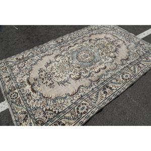 พรมวินเทจขนาด 5.4x8.5 ฟุต พรมตุรกีขนาดใหญ่ พรมขนสัตว์ลายสัตว์สีเบจ - Product Image 4