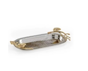 Plateau de service en métal en forme de feuille Plateau de feuille en métal plaqué or pour servir des fruits secs Plateau décoratif Logo personnalisé imprimé - Product Image 6