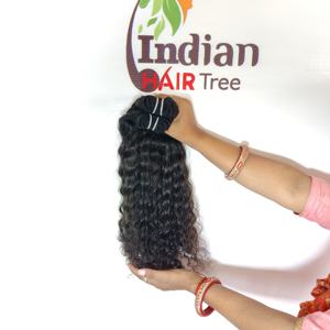 Cheveux humains indiens bruts en gros, bouclés, couleur naturelle, pour femmes, double trame, vierges, non traités chimiquement, extensions - Product Image 1