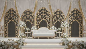 Marcos de Escenario Mehrab de Fibra de Vidrio Tallados en 3D, Estilo Vintage, Personalizables en Tamaño y Color, Juego de Sofás para Novios - Product Image 4