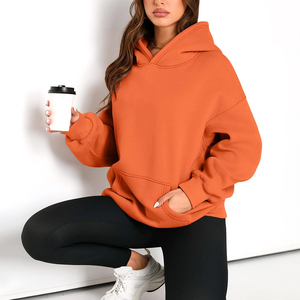 Pull doux surdimensionné à épaules tombantes Sweat à capuche décontracté pour femme Streetwear avec col à capuche manches longues pour l'hiver-quantité minimale de commande bas - Product Image 4