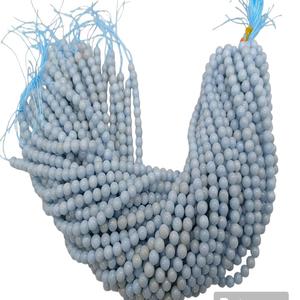 Perles de pierre d'angélite naturelle de 8 mm, brins de perles de pierres précieuses, perles semi-précieuses en vrac pour la sculpture et l'artisanat - Product Image 1