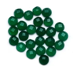 Onyx vert naturel 3mm - 40mm rose ronde, cabine à facettes en cercle d'onyx vert, fabrication de bijoux en pierre libre
