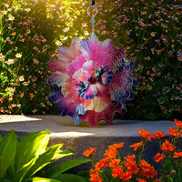 Spinner à vent de 12 pouces au design Art déco protégé contre les UV avec papillon enchanteur et ornement de jardin de fleurs pour l'extérieur
