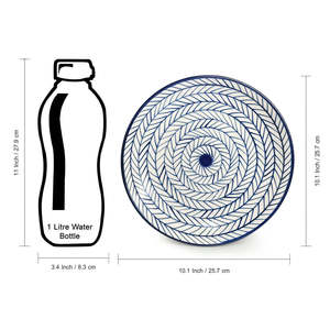 Indigo Chevron platos de carne de cerámica pintados a mano juego de 6 aptos para microondas para uso en la cocina para hoteles MOQ bajo - Product Image 2