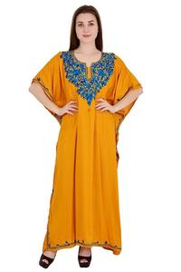 KAFTAN LARGO DE ALGODÓN ESTILO INDIO LIMONO LARGO BREEZY BOHEMIAN COLOR SÓLIDO KAFTAN BEACH WEAR CASUAL KIMONO - Product Image 3