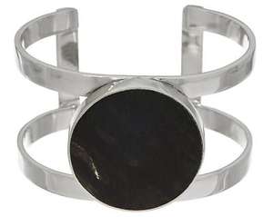 Joyería exclusiva Natural Flashy Labradorite Collet Ajuste Pulseras de banda abierta Brazaletes de acabado cepillado satinado de latón POR HF CRAFTS - Product Image 2