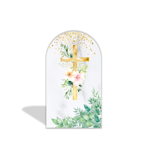 Fondo para Fotomatón de Bautizo, Primera Comunión, Cruz Dorada con Globos, Decoración Religiosa, Dios Bendiga, Fiesta de Baby Shower - Product Image 2