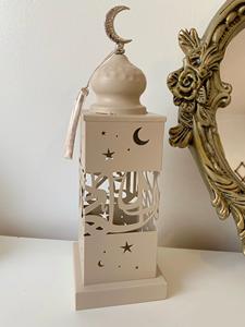 Juego de Faroles de Estilo Islámico de Metal Plateado con Diseño Perforado en Forma de Media Luna, Brillo Elegante, Ideal para Decoración Festiva del Hogar - Product Image 4