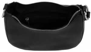 <b>Small</b> Black Genuine <b>Leather</b> Women's <b>Shoulder</b> <b>Bag</b> Single Strap Zipper Water Resistant Y2K Trendy Minimalist Crescent Moon Shape - Product Image 6