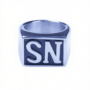 Anillo de Motero de Acero Inoxidable para Hombre con Inicial SN, Tallas 8-15, SR124, Anillo de Moda, Vendedor de EE. UU. - Product Image 2