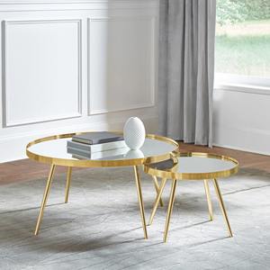 Elegante Juego de Muebles de Hierro Color Dorado Ecológico, 2 Piezas, Mesa de Centro Moderna Encajable para Sala de Estar o Habitación de Invitados, Estilo Clásico - Product Image 2