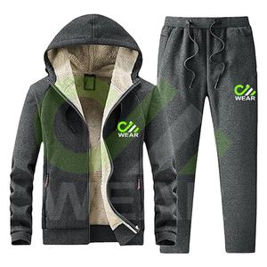 ชุดวอร์มผ้าฟลีซหนาสำหรับผู้ชายชุดวอร์มมีฮู้ด2ชิ้นมีให้เลือกทุกสีและทุกขนาด - Product Image 1