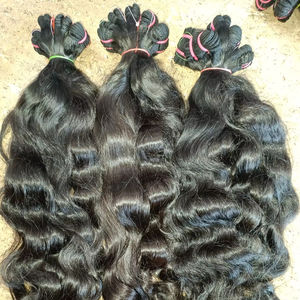 Extensiones de cabello humano de color natural con texturas onduladas a granel de alta calidad Remy indio - Product Image 1