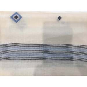 Écharpe carrée en coton Jamdani, bleu diamant, style ethnique - Product Image 1