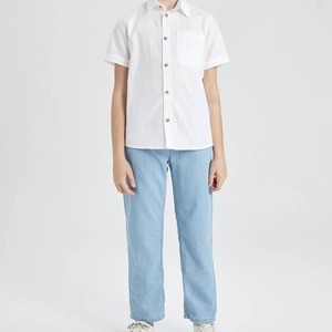 กางเกงยีนส์ทรงแบ็กกี้ของผู้ชายสีฟ้าอ่อน, ผ้าฝ้าย100% ทรงหลวมใส่ได้พอดีมีขากว้างและมีลวดลายพิมพ์ลาย - Product Image 6