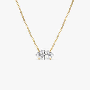 Collier solitaire en diamant de laboratoire taille marquise serti à griffes étincelant 1,00 carat E-F VS Or 14K pour mariée, mariage, fiançailles, soirée - Product Image 2