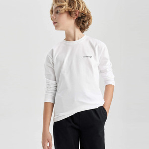 Enfants garçons T-shirt enfants à manches longues couleur blanche T-shirts vierges Logo personnalisé sur la gauche Vérifier prix d'usine prix raisonnable T-shirts - Product Image 4