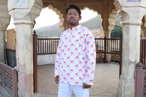 Sanganeri-Camisa Formal de Algodón para Hombre, Camisa de Manga Completa, Tejido Digital, Transpirable, Natural, Ideal para Bodas y Fiestas - Product Image 5