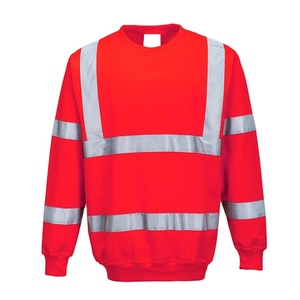 OEM Polyester Embroidery Logo Long Sleeve Construction Reflective Strip Sweatshirt Safety Fluorescent Oversized Sweatshirt - Product Image 1