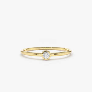Solitaire Round Lab Grown Diamond Ring 0.05 Ctw G Color SI Clarity 14K Solid Gold Simple Everyday Piece For Women Idea Gift - Product Image 2