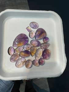 Cabochons amétrine bicolores certifiés IGI 9mm coupe ovale Quartz naturel opale cristal pierre précieuse couleur spectaculaire pierres précieuses en vrac - Product Image 3