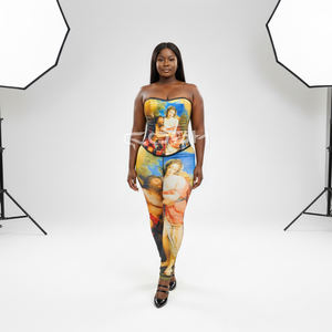 Top Selling Roman Sublimation Printed Corset Top and Slim Fit Printed <b>Legging</b> Womens Fashion Two Piece Set Supplier - Product Image 5