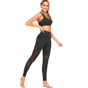 Ensemble de yoga 2 pièces pour femmes grande taille de haute qualité, côtelé, séchage rapide, meilleur matériau, spandex/nylon, vêtements de fitness, vente en gros, prix bas - Product Image 3