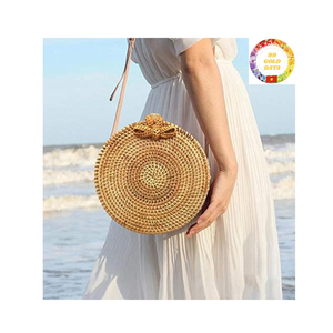 Bolso de mimbre tejido Bolso de mano de paja hecho a mano Bolso de playa ecológico Venta al por mayor Vietnam - Product Image 6