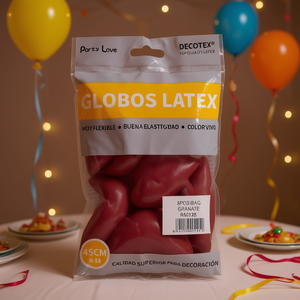 Globos de Látex Party Love 45Cm Granate R18 Paquete de 6 Piezas Decorativas - Product Image 3