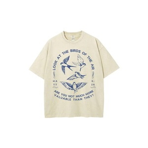 T-shirts à col rond surdimensionnés pour hommes de haute qualité poids lourd 100% coton graphique Streetwear imprimé - Product Image 1