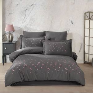 Ensemble housse de couette brodée double popeline Premium Hobby Collection printemps gris - Product Image 1