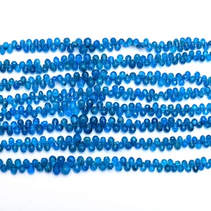 Perles de pierres précieuses d'apatite naturelle en gros, facettées, en forme de briolette, bleu, goutte d'eau, pour la fabrication de bijoux - Product Image 2