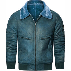 Veste en cuir pour homme, mode décontractée d'hiver, vente chaude, style motard, col montant, logo sur le devant, imperméable, coupe-vent, écologique - Product Image 3