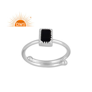 Fabricante de joyería de anillo ajustable de piedras preciosas espinales negras naturales de plata de ley fina de nuevo diseñador - Product Image 1
