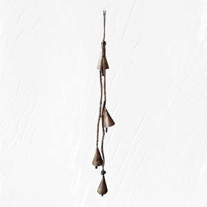 Mango Gifts Campanilla de Viento Rústica de Hierro con 4 Campanas Vintage en Forma de Cono de 48 cm, Colgante, Relajante, Tranquilizador, Adorno para Jardín, Lote - Product Image 6