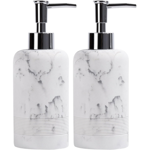 Ensemble de distributeurs de savon en marbre blanc de luxe avec pompe en métal pour hôtel, complexe hôtelier et spa - Product Image 2