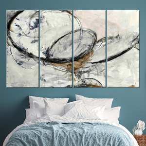 Lienzo de arte abstracto moderno - Obra de arte impresa para decoración elegante de salón, 4P: Enmarcado tipo galería - Product Image 1