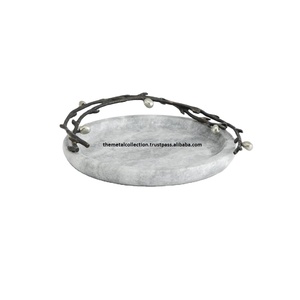 Bol de service créatif en marbre pour la maison, l'hôtel et le restaurant Bol à fruits décoratif de couleur blanche et ronde Bol de service à salade en marbre - Product Image 2