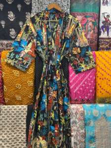 Lounge Wear Kimono en coton imprimé tigre rayé-Peignoir polyvalent et couverture de plage - Product Image 6