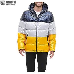Veste matelassée pour hommes de haute qualité avec col montant tissu d'hiver à capuche multicolore décoration de motif d'impression de Logo personnalisé - Product Image 4